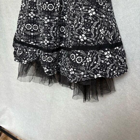 Hot Topic Women's XL Black Halter Swing Dress Floral Skull Pinup whimsy goth - Picture 5 of 8